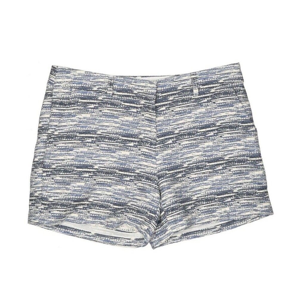Katherine Barclay Shorts Womens 6 White Blue Metallic Striped Pockets Zipper